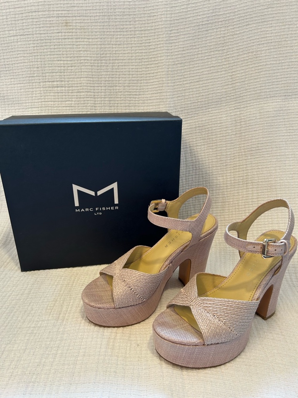 Marc Fisher Blush Pink Textured Platform Sandals